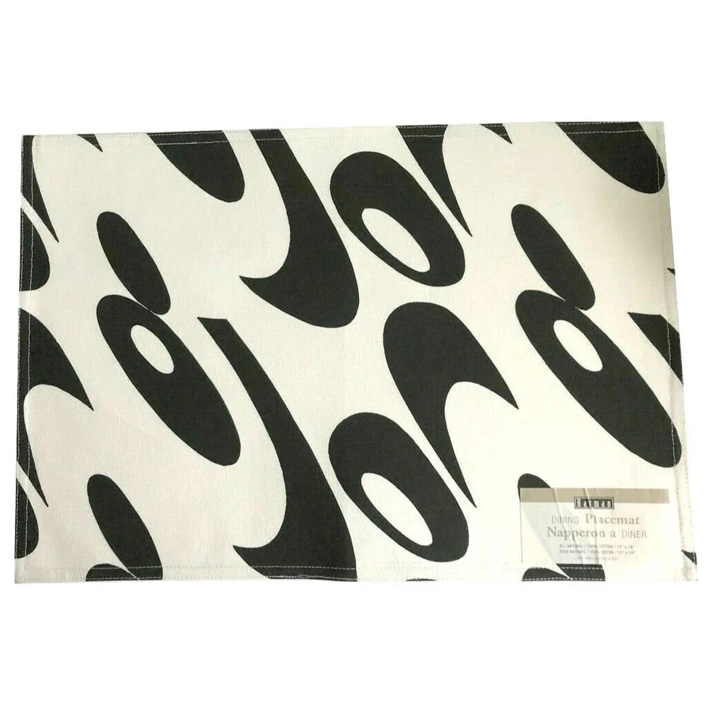 Harman Fabric Black White Placemats Chelsea 100% Cotton 19x13
